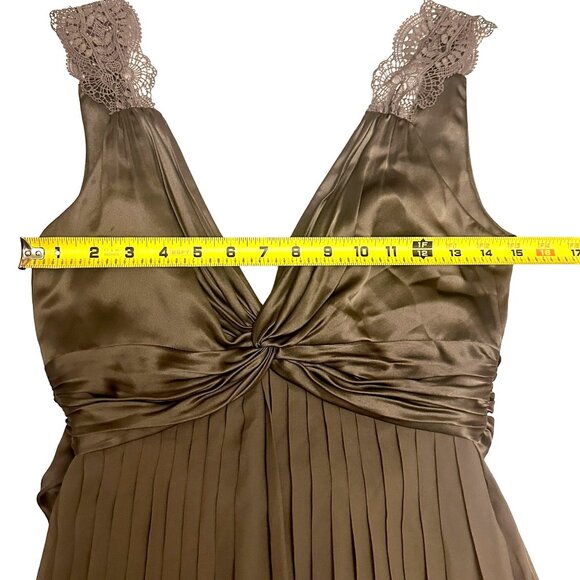BCBGMaxAzria Brown Grecian Pleated 100% Silk Gown Low Back Size 0 Dress - Picture 6 of 12